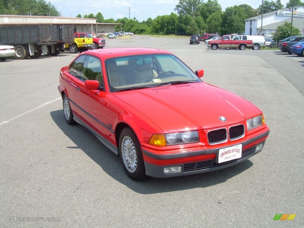 1995 3 Series 325is Coupe - Bright Red / Beige photo #2