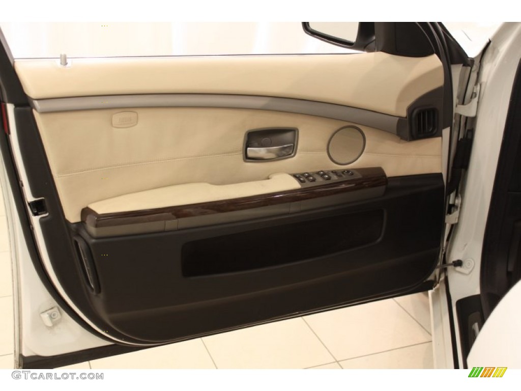 2008 BMW 7 Series 750Li Sedan Cream Beige Door Panel Photo #50758842