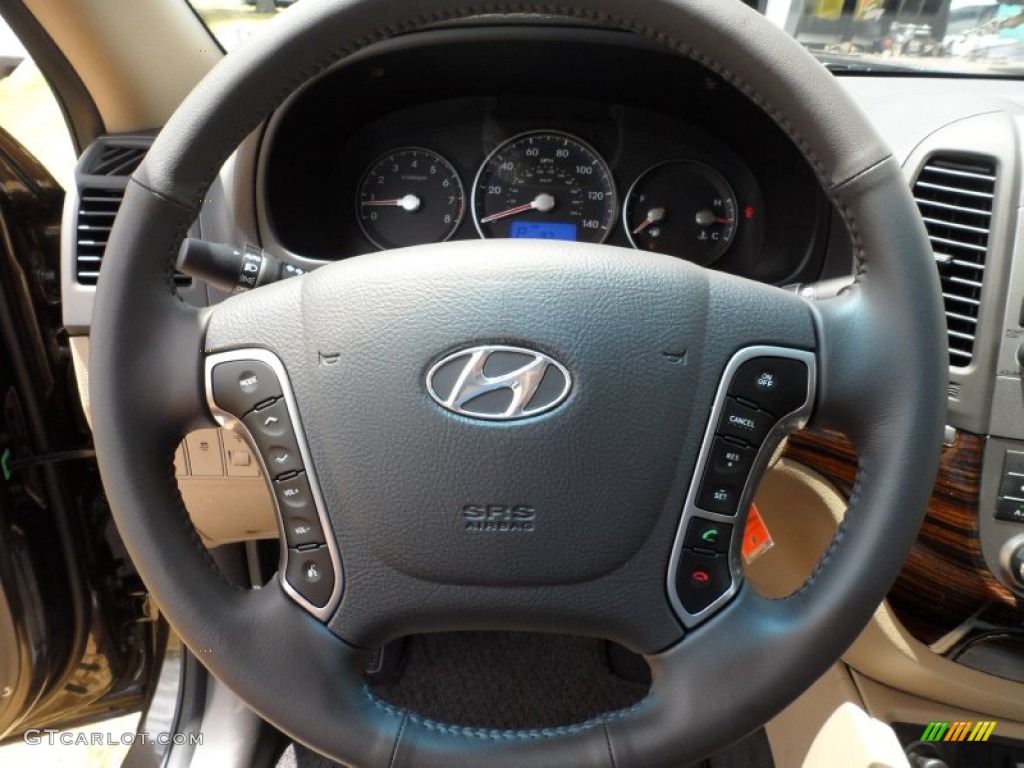 2011 Hyundai Santa Fe Limited Beige Steering Wheel Photo #50762040