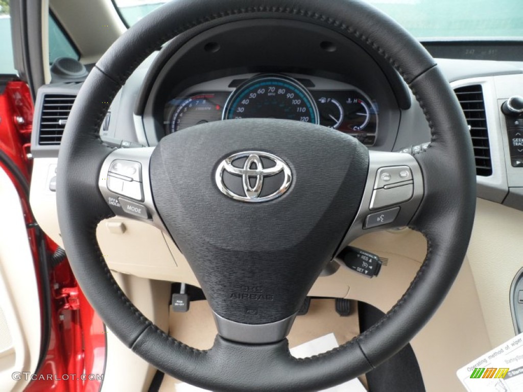 2011 Toyota Venza V6 Ivory Steering Wheel Photo #50763375