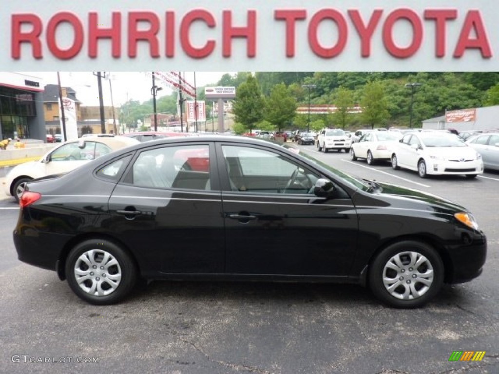 2009 Elantra GLS Sedan - Black Pearl / Gray photo #5
