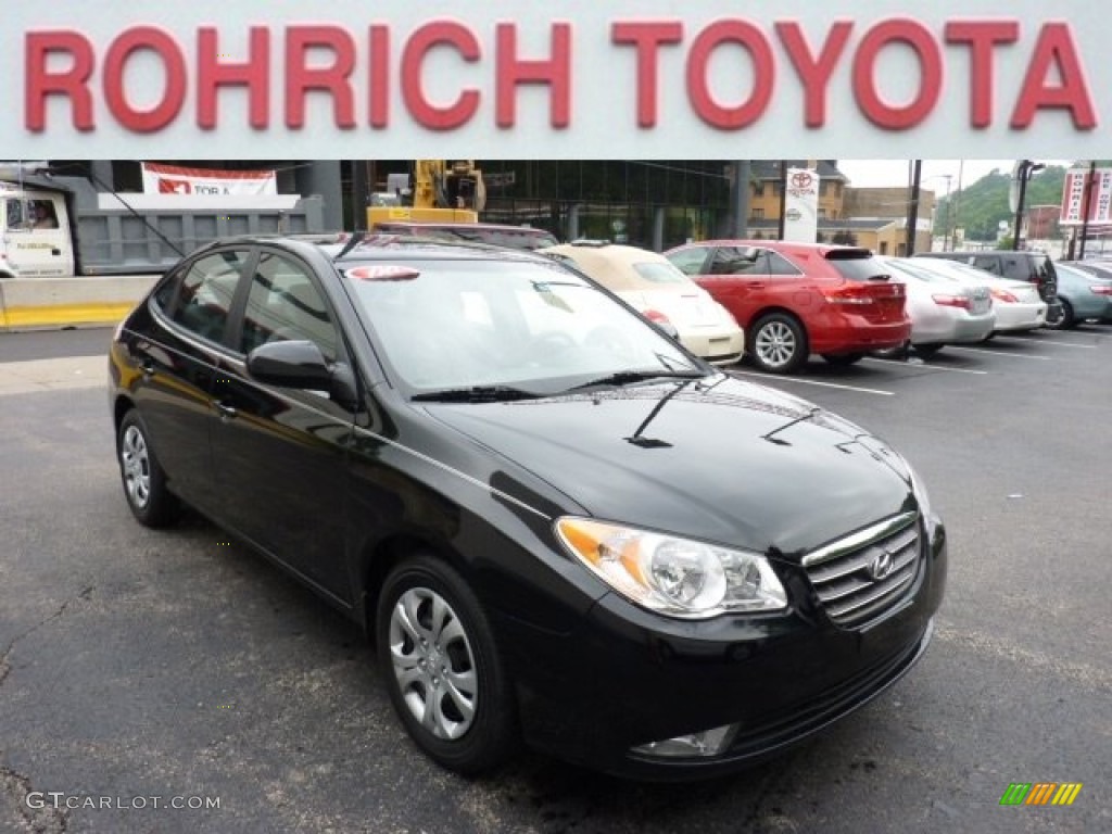 2009 Elantra GLS Sedan - Black Pearl / Gray photo #6