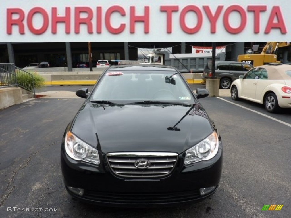 2009 Elantra GLS Sedan - Black Pearl / Gray photo #10