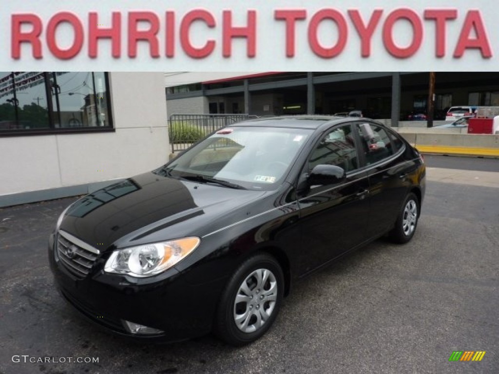 2009 Elantra GLS Sedan - Black Pearl / Gray photo #11