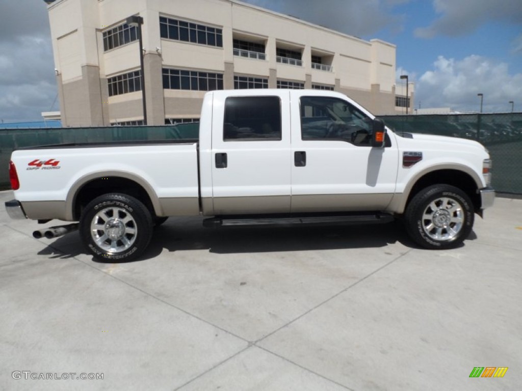 2008 F250 Super Duty Lariat Crew Cab 4x4 - Oxford White / Camel photo #2