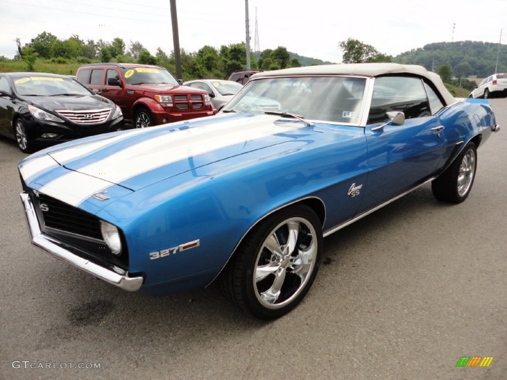 1969 Camaro SS Convertible - Bright Blue Metallic / Black photo #4