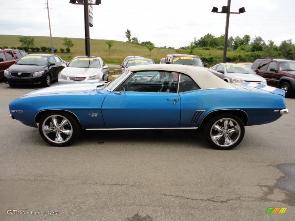 1969 Camaro SS Convertible - Bright Blue Metallic / Black photo #5