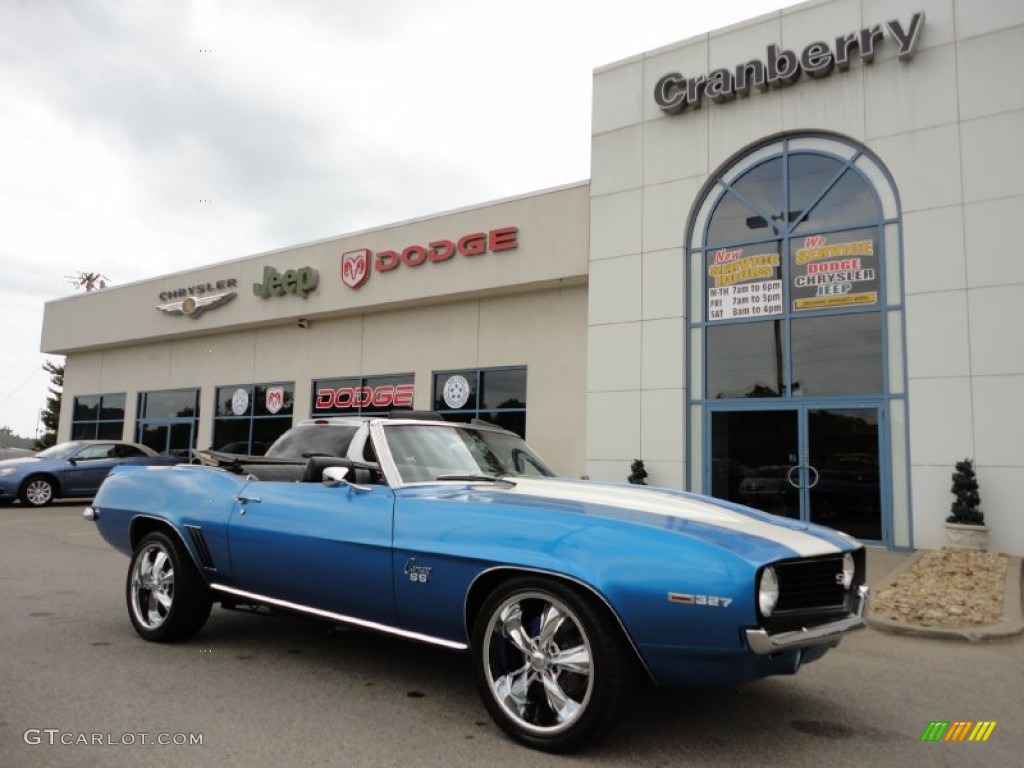 1969 Camaro SS Convertible - Bright Blue Metallic / Black photo #22