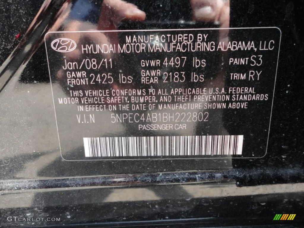 2011 Sonata Limited 2.0T - Midnight Black / Wine photo #20