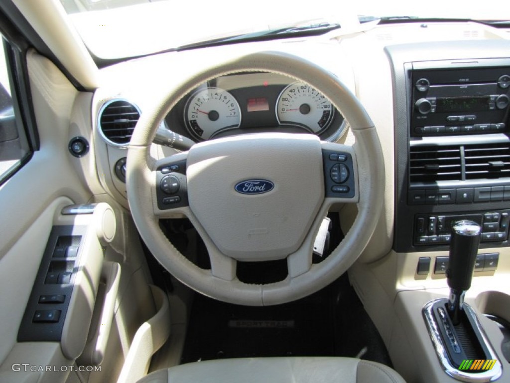 2007 Ford Explorer Sport Trac Limited Camel Steering Wheel Photo #50774640