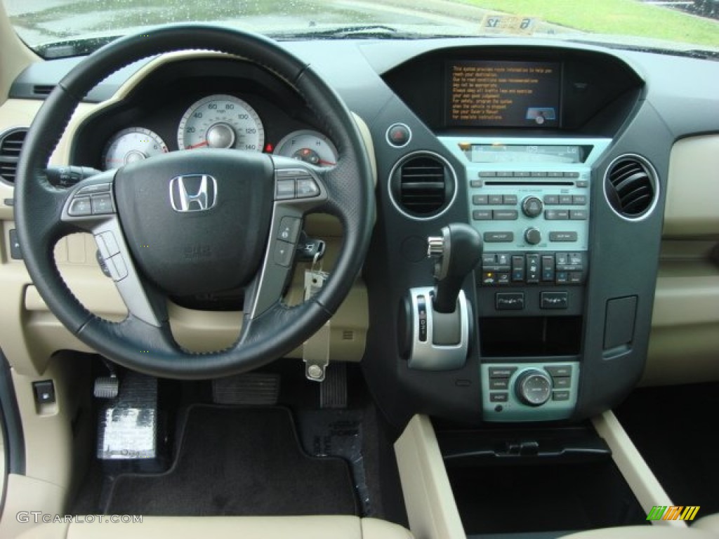2010 Honda Pilot Touring Beige Dashboard Photo #50777601