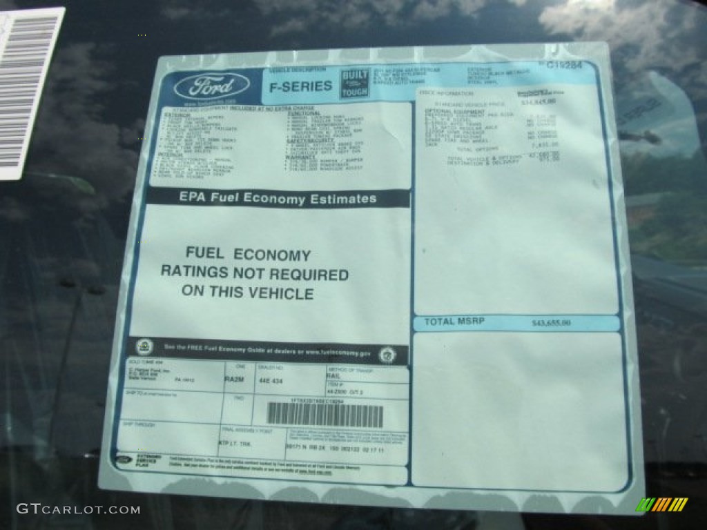 2011 Ford F350 Super Duty XL SuperCab 4x4 Window Sticker Photo #50783676
