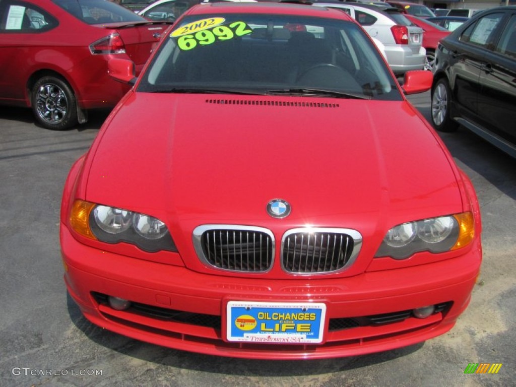 2002 3 Series 325i Coupe - Electric Red / Black photo #5