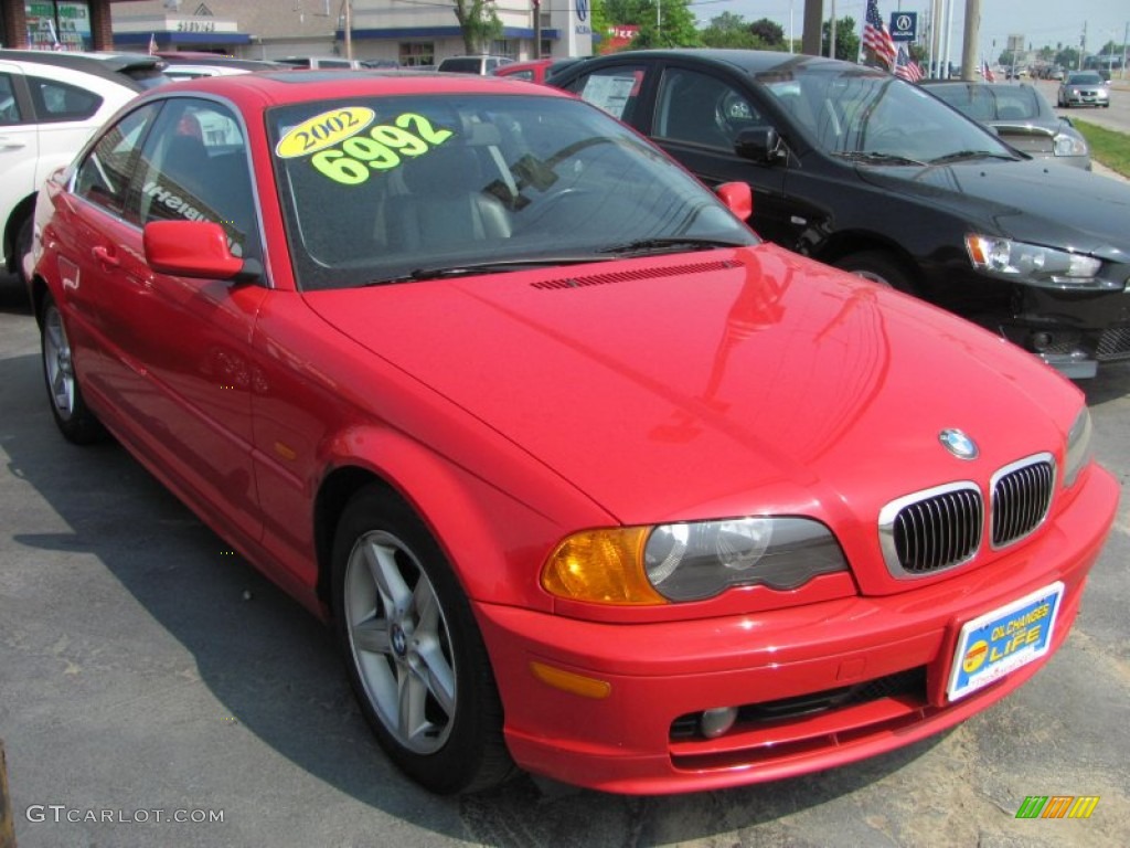 2002 3 Series 325i Coupe - Electric Red / Black photo #6