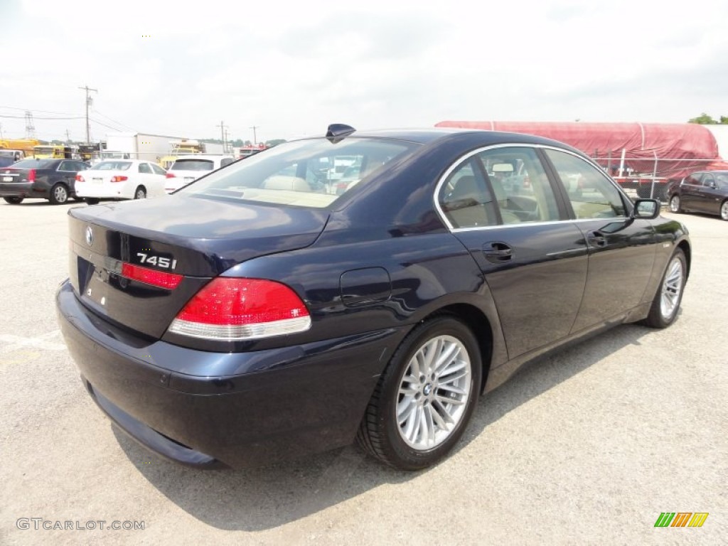 2003 7 Series 745i Sedan - Orient Blue Metallic / Dark Beige/Beige III photo #8