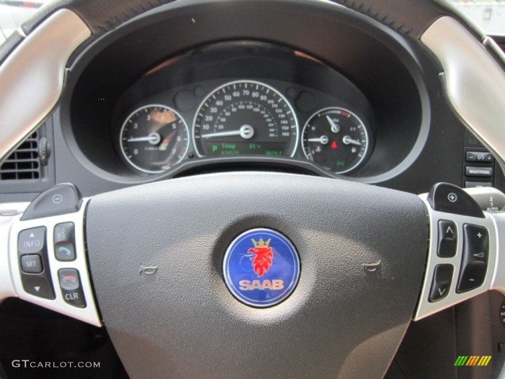 2008 Saab 9-3 Aero Sport Sedan Black/Parchment Steering Wheel Photo #50794095