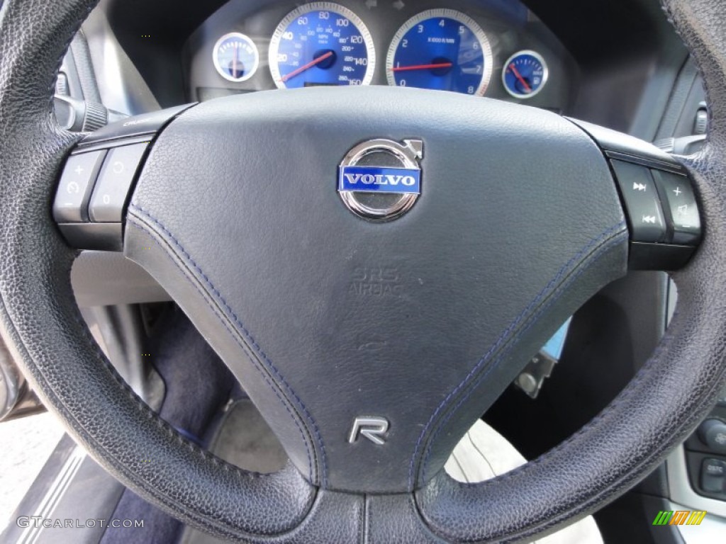 2005 Volvo S60 R AWD R Nordkap Black/Blue Metallic Steering Wheel Photo #50795007
