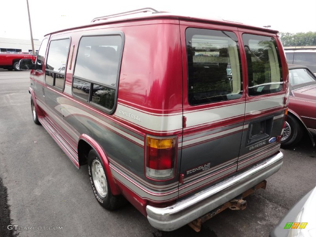 1992 E Series Van E150 Passenger Conversion Van - Electric Currant Red Metallic / Grey photo #4