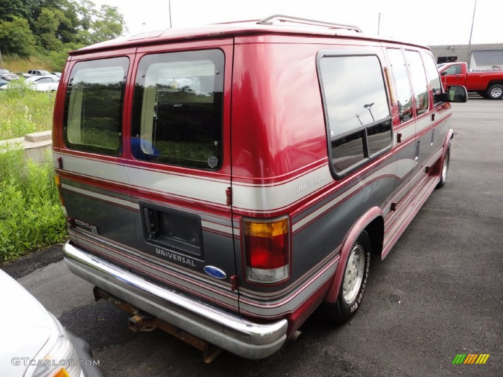 1992 E Series Van E150 Passenger Conversion Van - Electric Currant Red Metallic / Grey photo #5