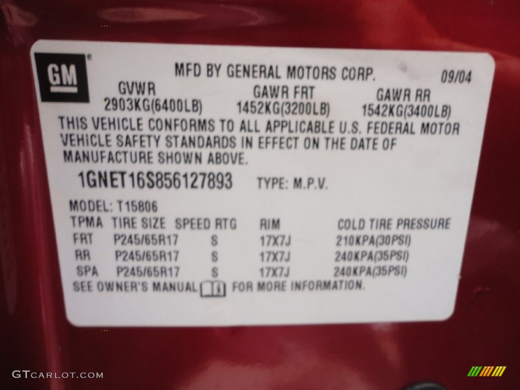 2005 TrailBlazer EXT LS 4x4 - Medium Red Metallic / Light Gray photo #15