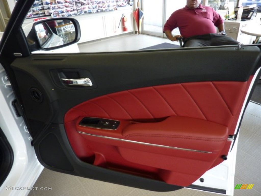 2011 Dodge Charger R/T Plus AWD Black/Radar Red Door Panel Photo #50797959