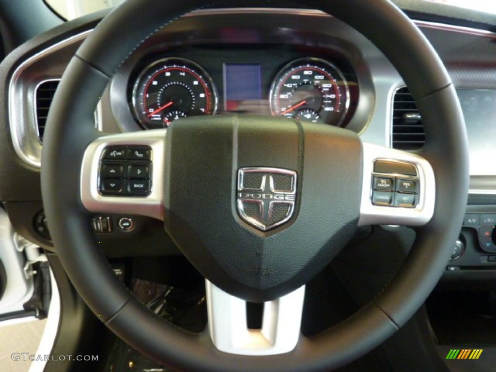 2011 Dodge Charger R/T Plus AWD Black/Radar Red Steering Wheel Photo #50798052