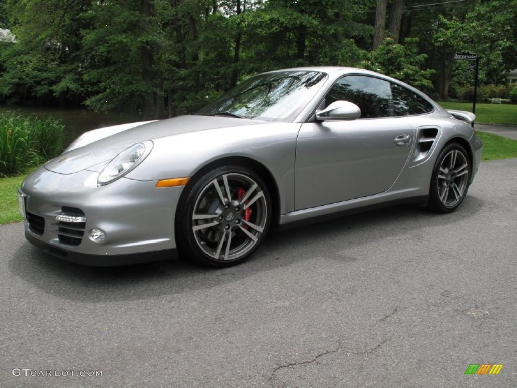 GT Silver Metallic 2011 Porsche 911 Turbo Coupe Exterior Photo #50805492