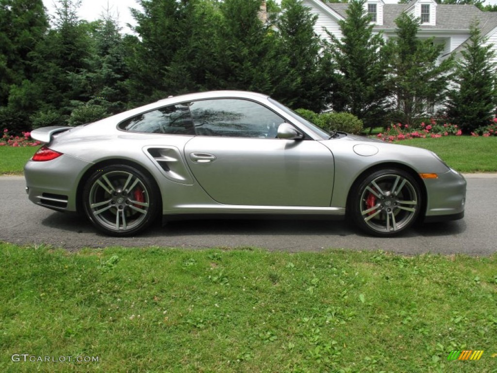 2011 911 Turbo Coupe - GT Silver Metallic / Black photo #7