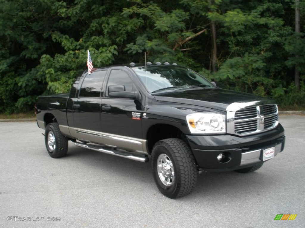 2009 Ram 2500 Laramie Mega Cab 4x4 - Brilliant Black Crystal Pearl / Khaki photo #1