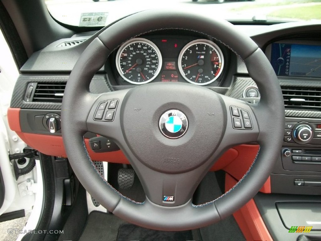 2009 BMW M3 Convertible Fox Red Novillo Leather Steering Wheel Photo #50808003