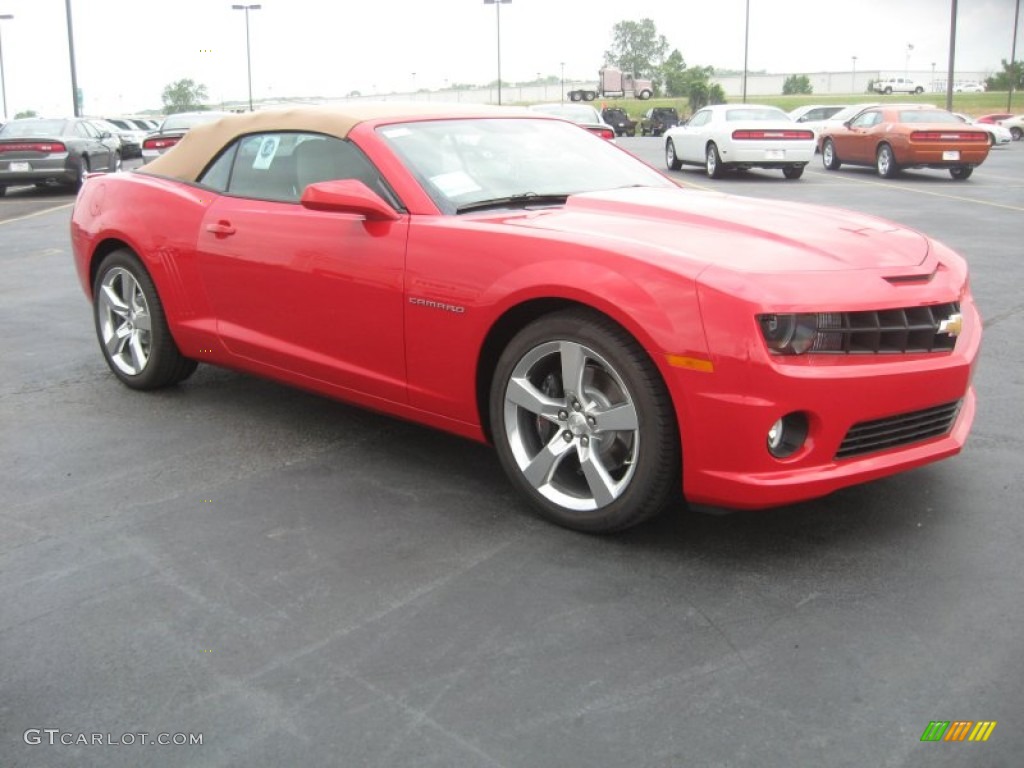 2011 Camaro SS/RS Convertible - Victory Red / Beige photo #3