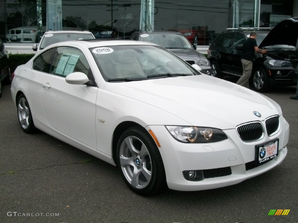 2008 3 Series 328xi Coupe - Alpine White / Cream Beige photo #3