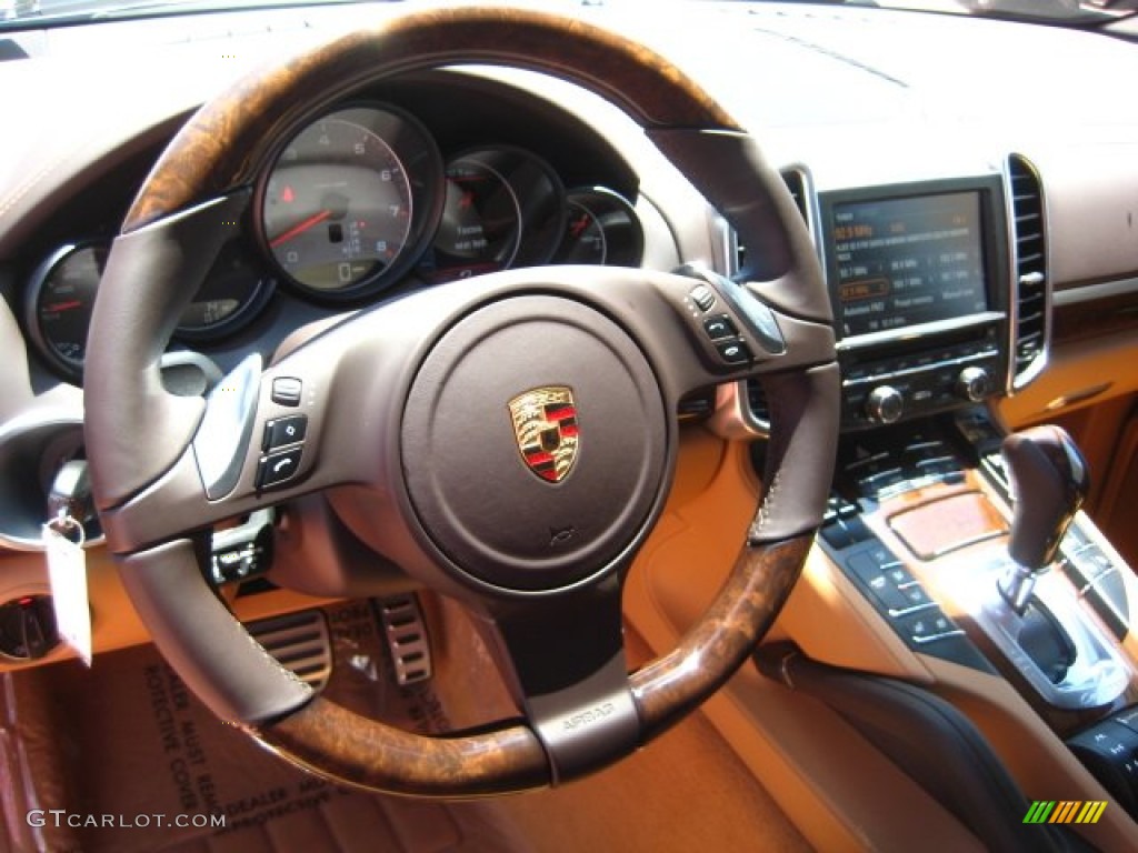 2011 Porsche Cayenne S Luxor Beige Steering Wheel Photo #50813163