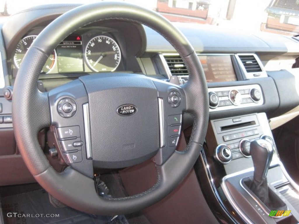 2010 Land Rover Range Rover Sport Supercharged Ebony/Lunar Stitching Steering Wheel Photo #50813733