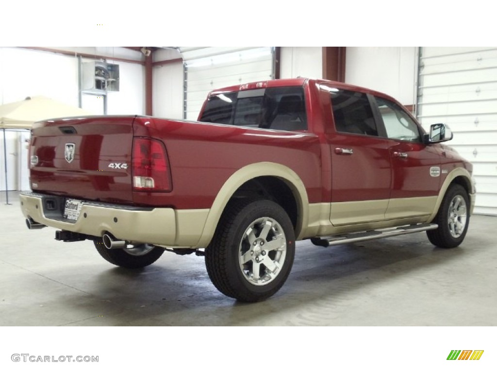 2011 Ram 1500 Laramie Longhorn Crew Cab 4x4 - Deep Cherry Red Crystal Pearl / Light Pebble Beige/Bark Brown photo #4