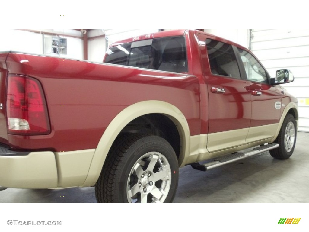 2011 Ram 1500 Laramie Longhorn Crew Cab 4x4 - Deep Cherry Red Crystal Pearl / Light Pebble Beige/Bark Brown photo #10