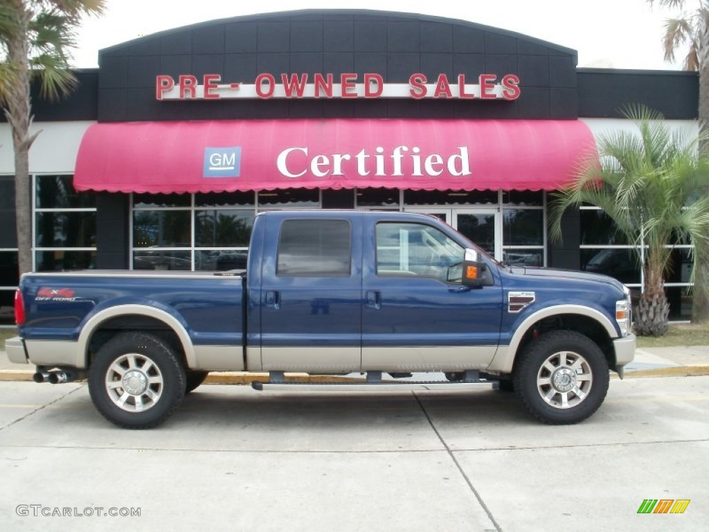 2009 F250 Super Duty King Ranch Crew Cab 4x4 - Dark Blue Pearl Metallic / Chaparral Leather photo #1