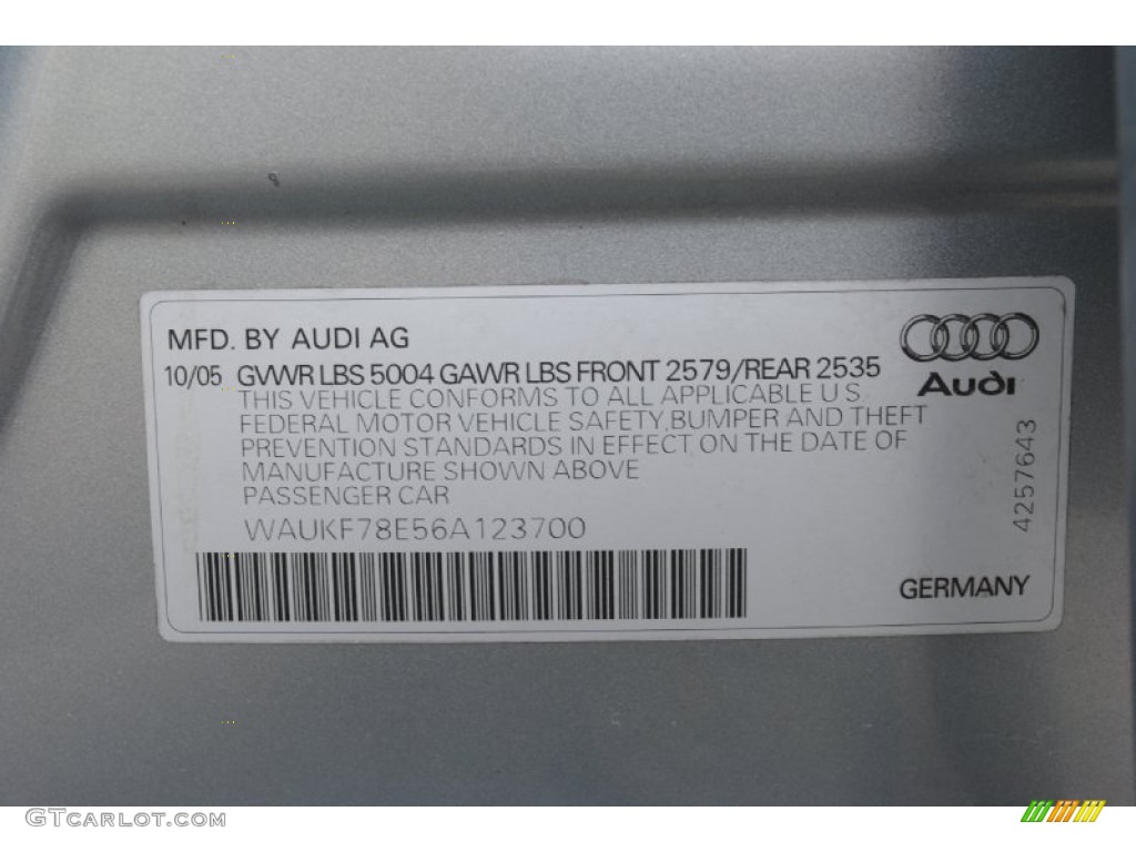 2006 Audi A4 2.0T quattro Avant Info Tag Photo #50826879