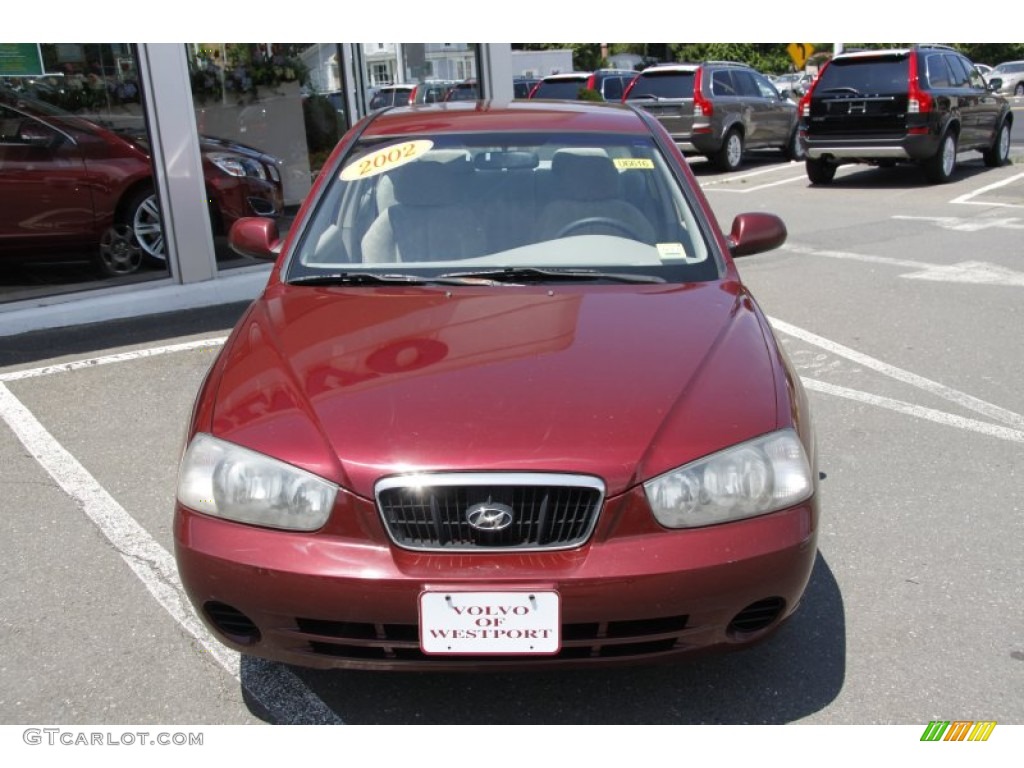 2002 Elantra GLS Sedan - Chianti Red / Beige photo #2