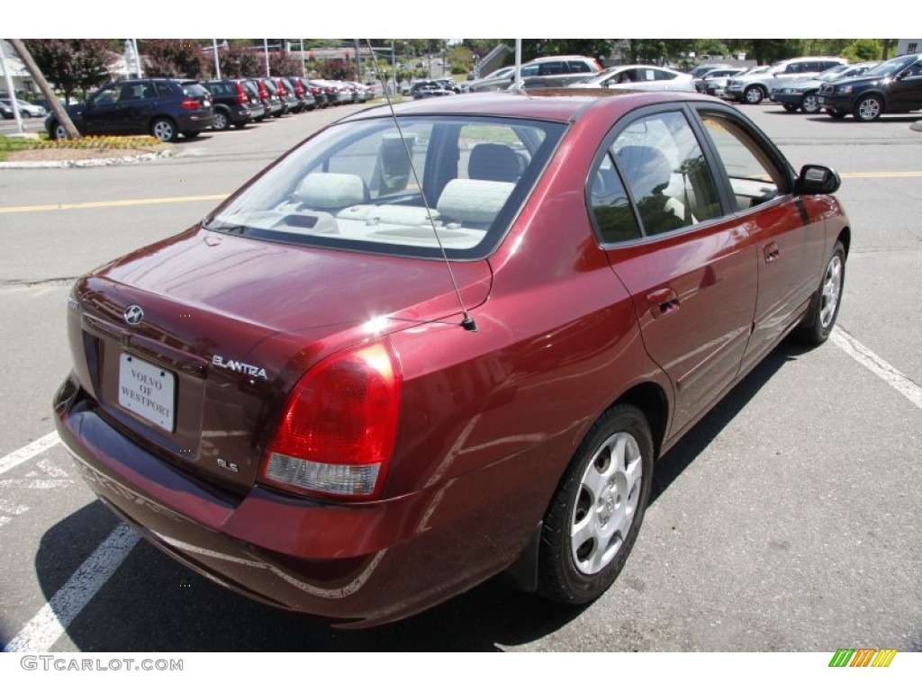 2002 Elantra GLS Sedan - Chianti Red / Beige photo #4