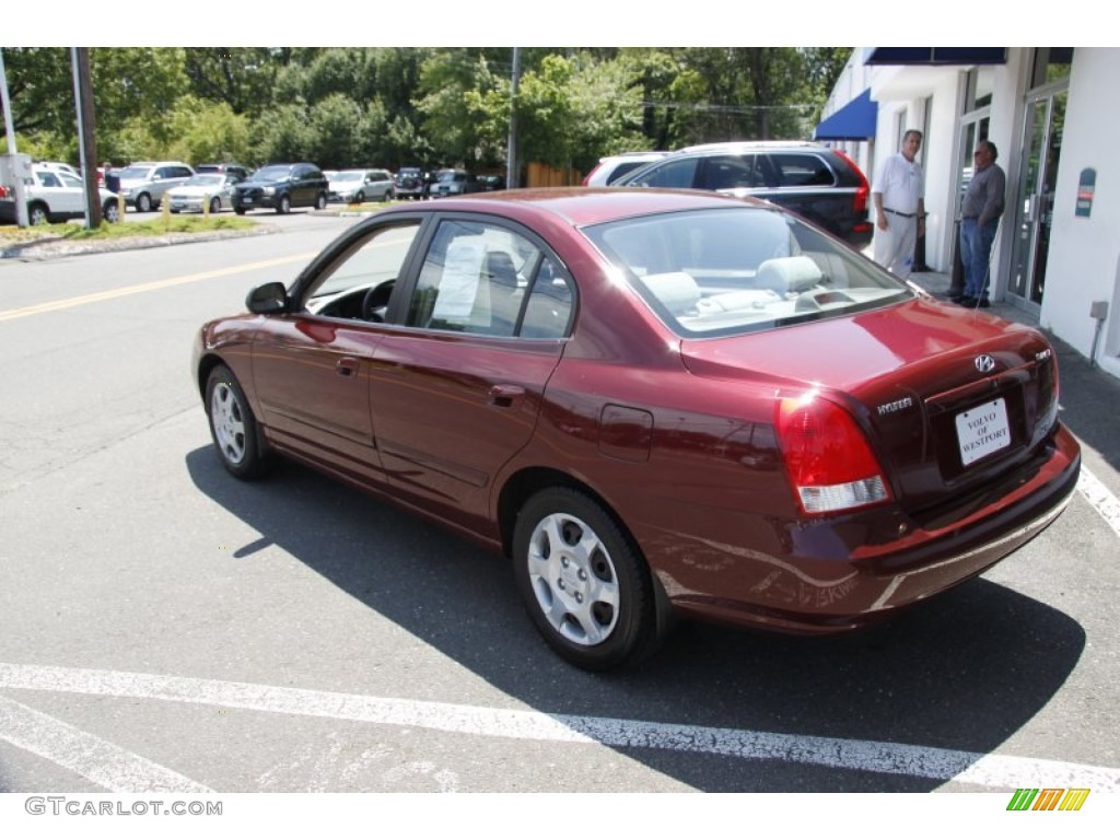 2002 Elantra GLS Sedan - Chianti Red / Beige photo #8