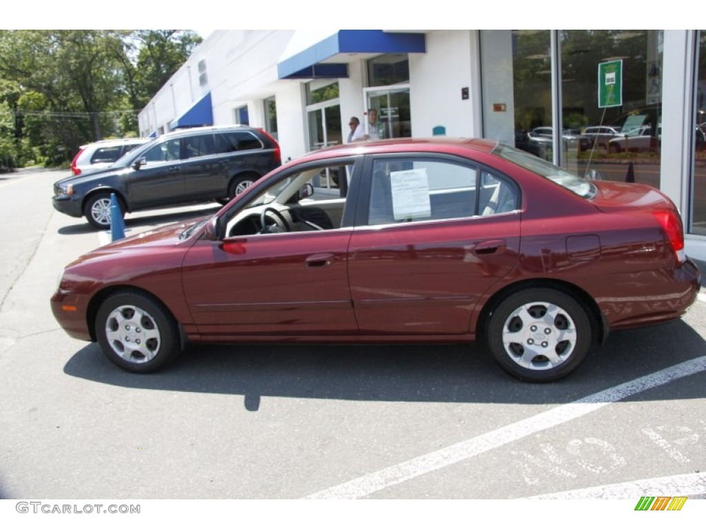 2002 Elantra GLS Sedan - Chianti Red / Beige photo #9