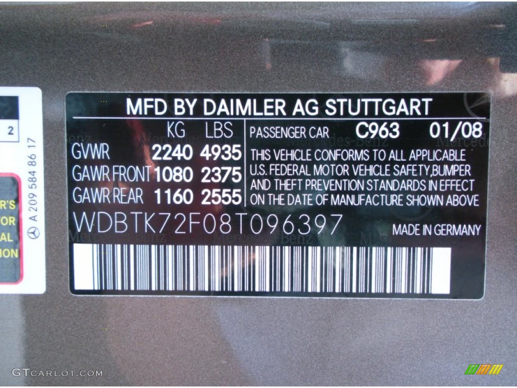 2008 CLK Color Code 963 for Indium Grey Metallic Photo #50834931