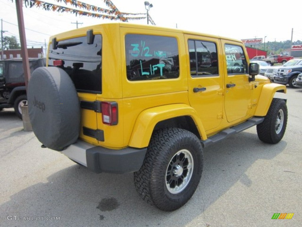 2011 Wrangler Unlimited Sahara 4x4 - Detonator Yellow / Black photo #5