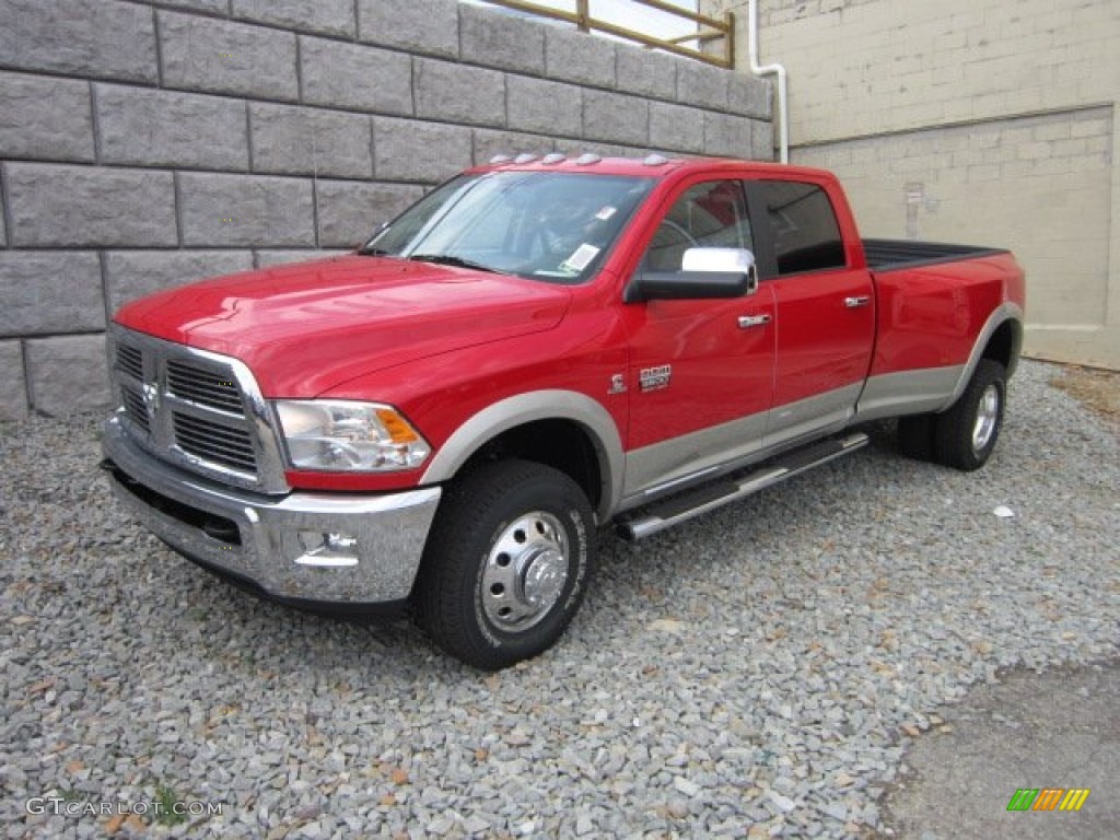 2011 Ram 3500 HD Laramie Crew Cab 4x4 Dually - Flame Red / Dark Slate Gray photo #1