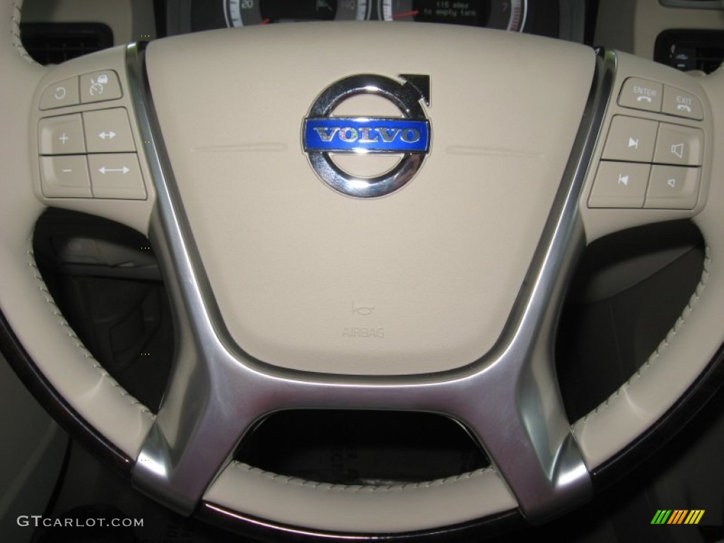2011 Volvo S80 T6 AWD Soft Beige Steering Wheel Photo #50842032