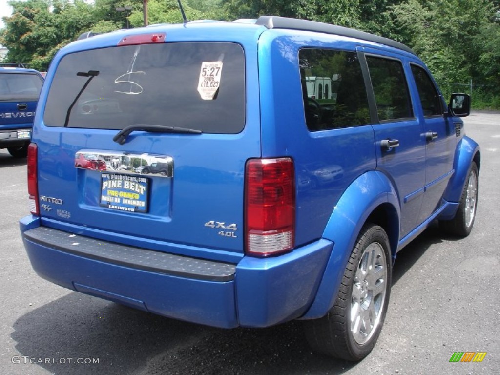 2008 Nitro R/T 4x4 - Electric Blue Pearl / Dark Slate Gray/Red photo #4