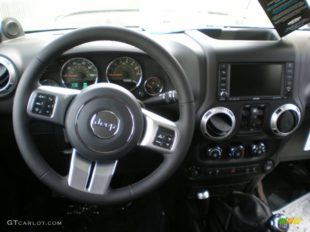 2011 Jeep Wrangler Unlimited Sahara 70th Anniversary 4x4 Black/Dark Olive Dashboard Photo #50844498