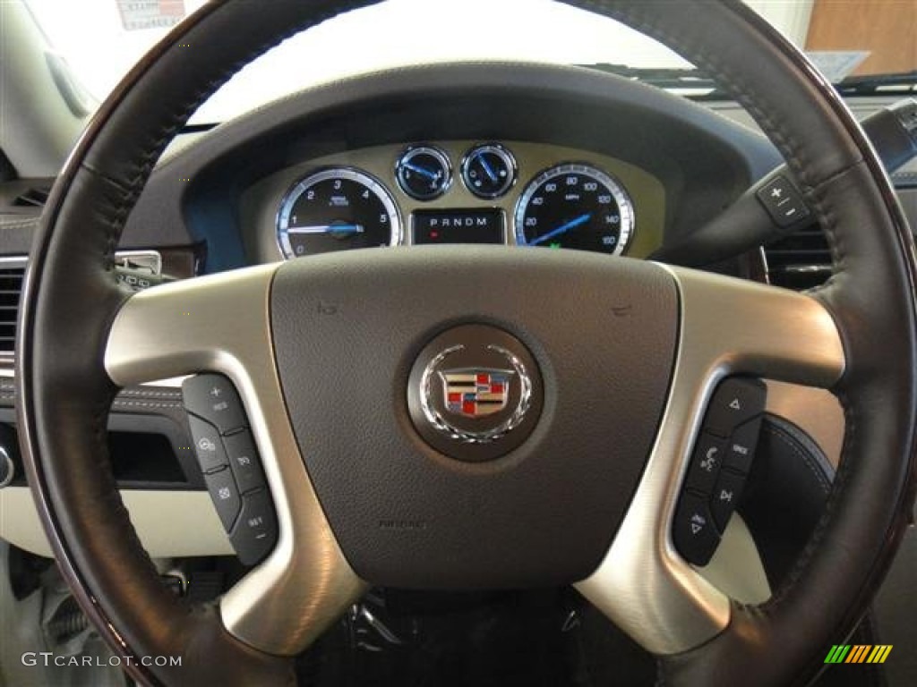 2011 Cadillac Escalade Platinum AWD Cocoa/Light Linen Tehama Leather Steering Wheel Photo #50847612