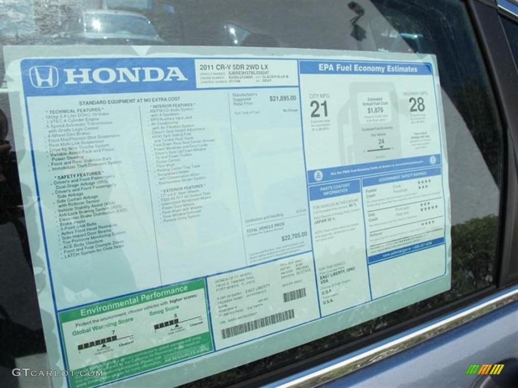 2011 Honda CR-V LX Window Sticker Photo #50848104